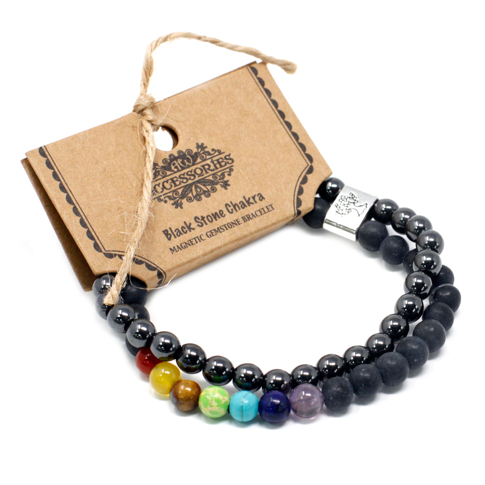Chakra & Svart Sten Armband