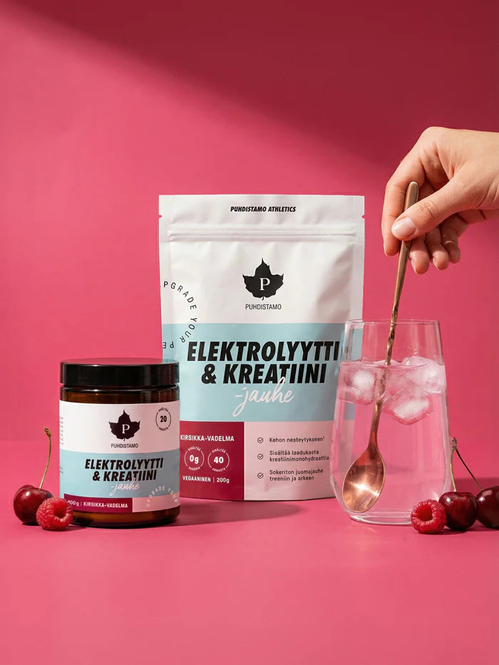 Elektrolyt & Kreatin -pulver Körsbär-Hallon 100g