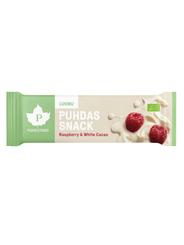 Puhdas Snack- Bar Hallon & Vit Kakaao 40g