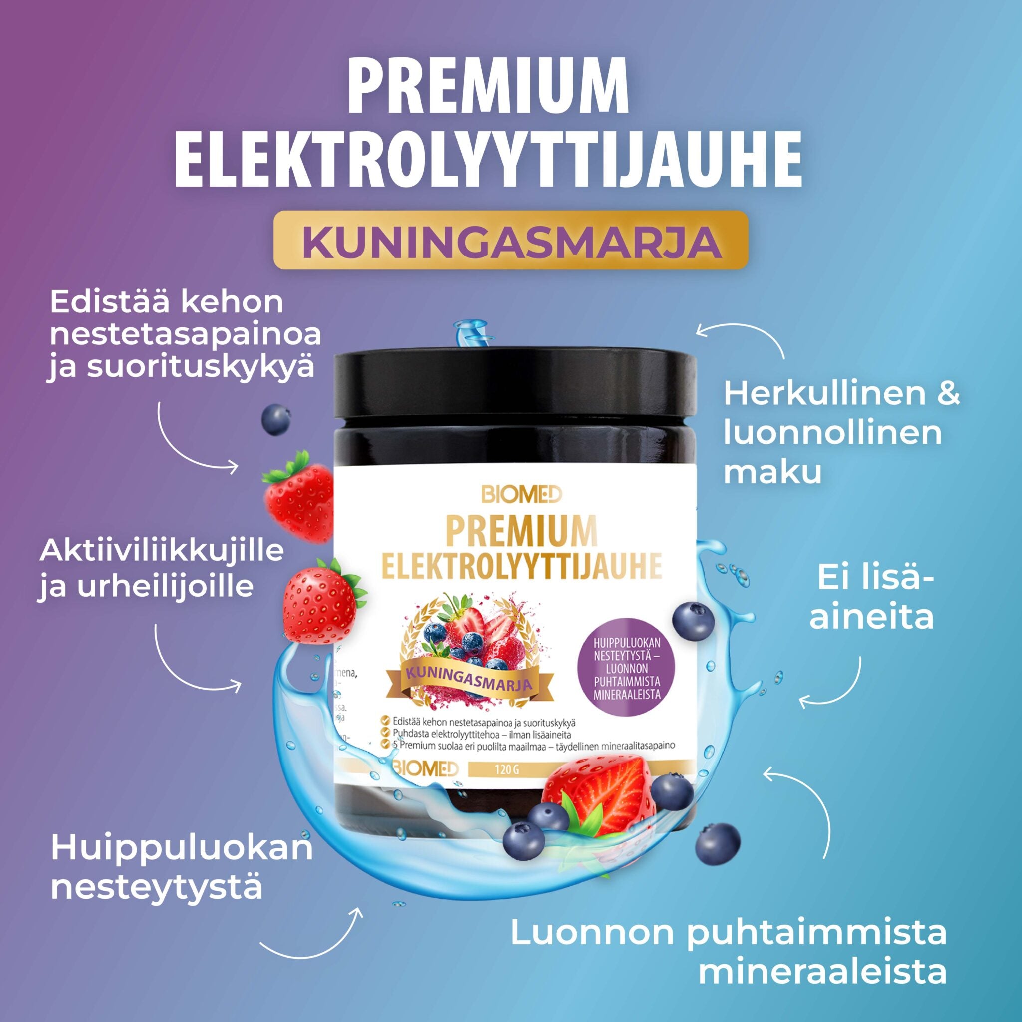 Biomed Premium Elektrolytpulver Kungbär 120g