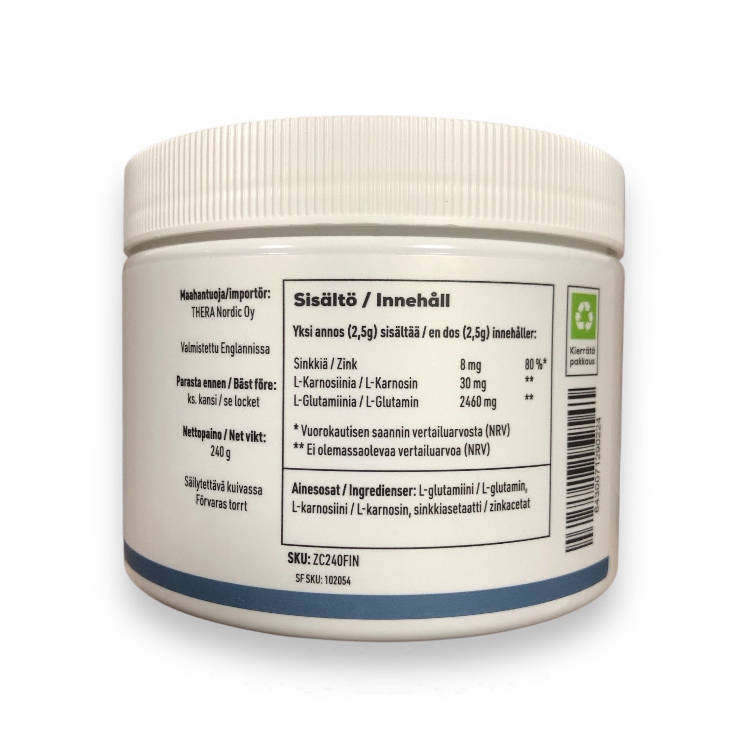 REZCUE Sinkki, karnosiini ja Glutamiini 240g