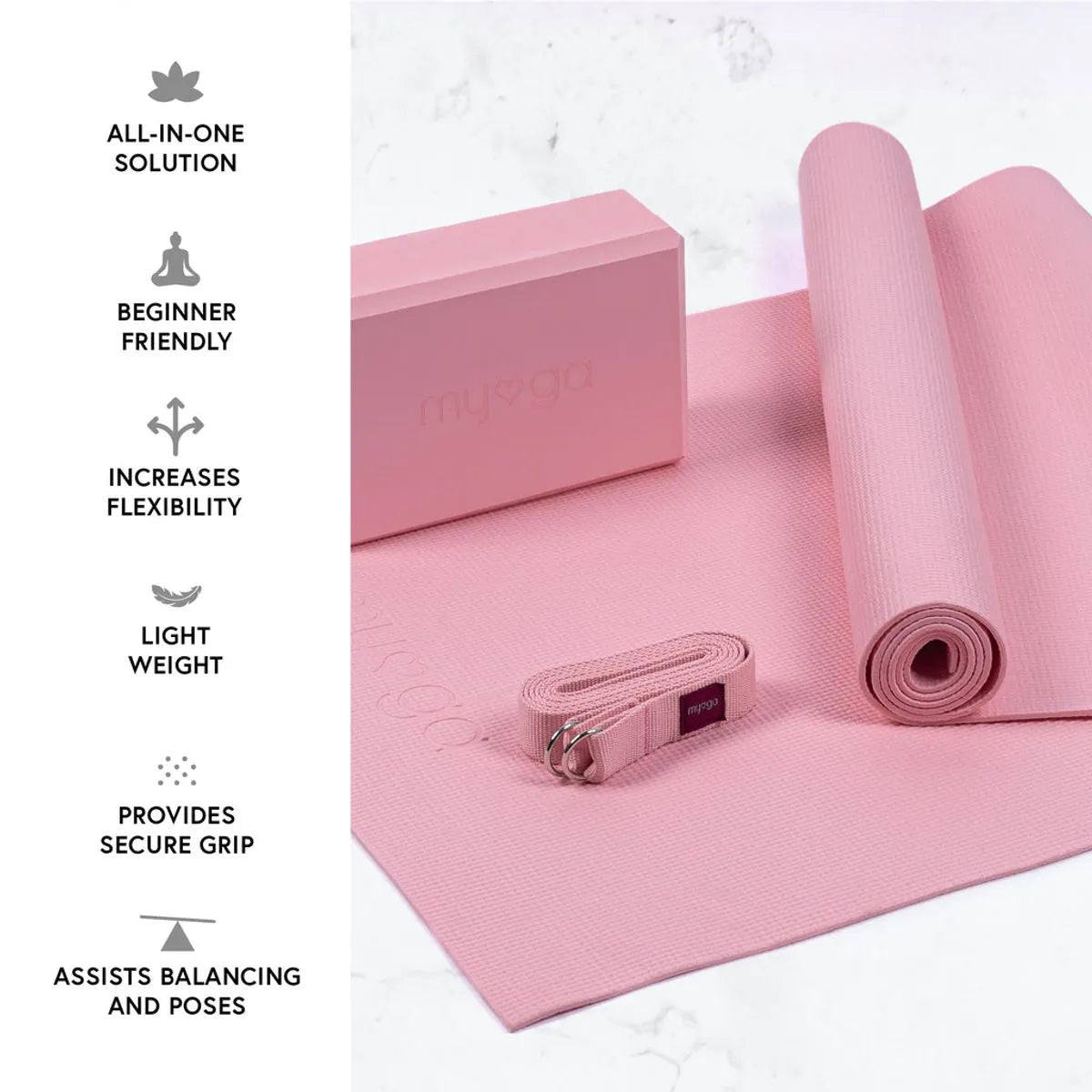 Myga Yoga Starter Kit - Vaaleanpunainen