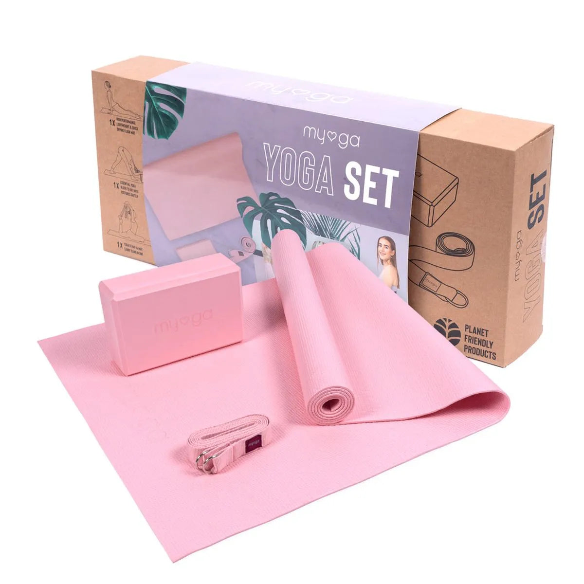 Myga Yoga Starter Kit - Vaaleanpunainen