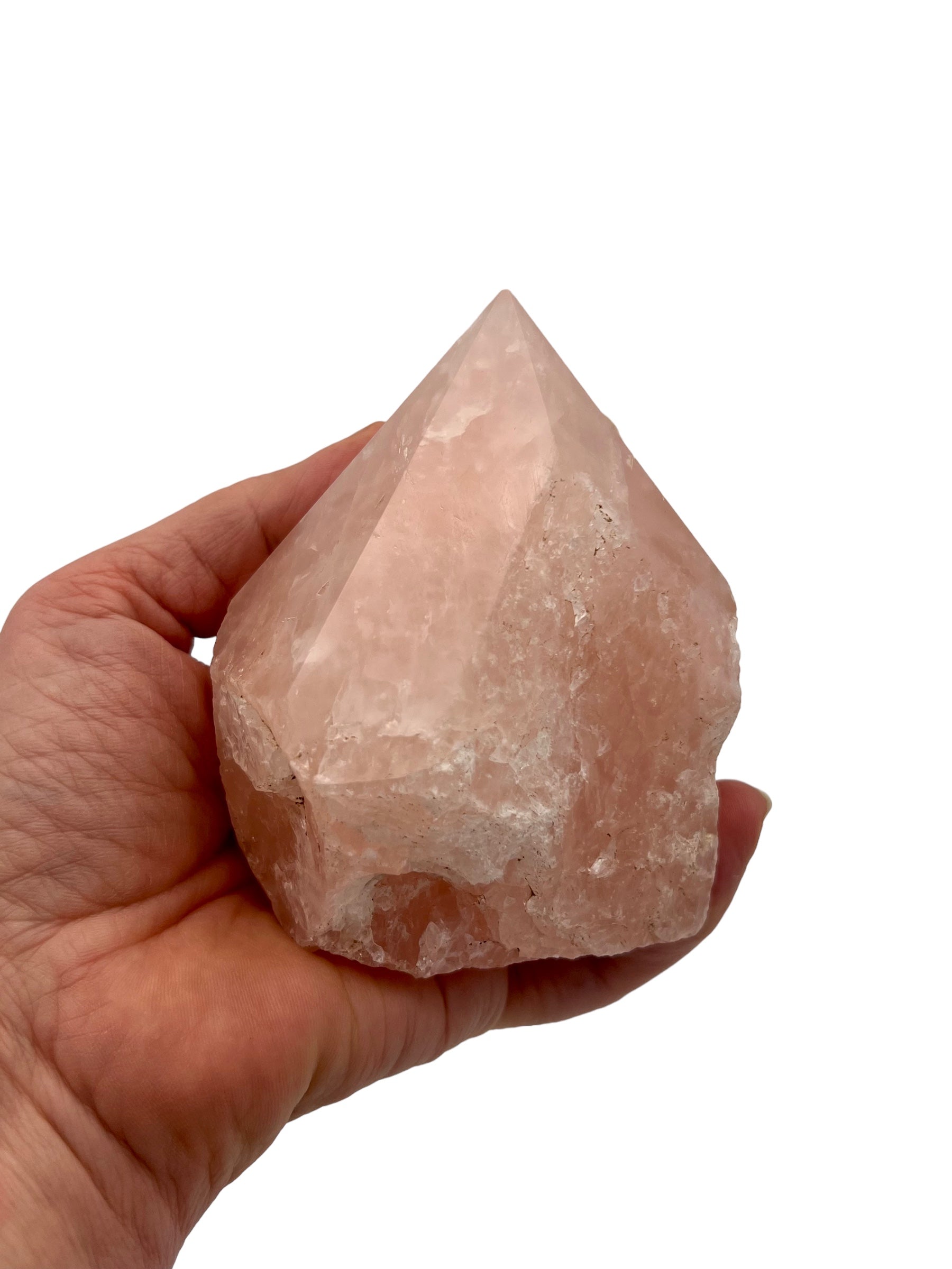 Råsten Rosenkvarts spets, 5-7 cm