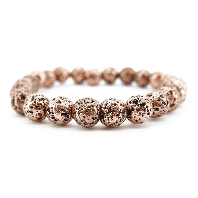 Kopparpläterat lavaarmband 8 mm