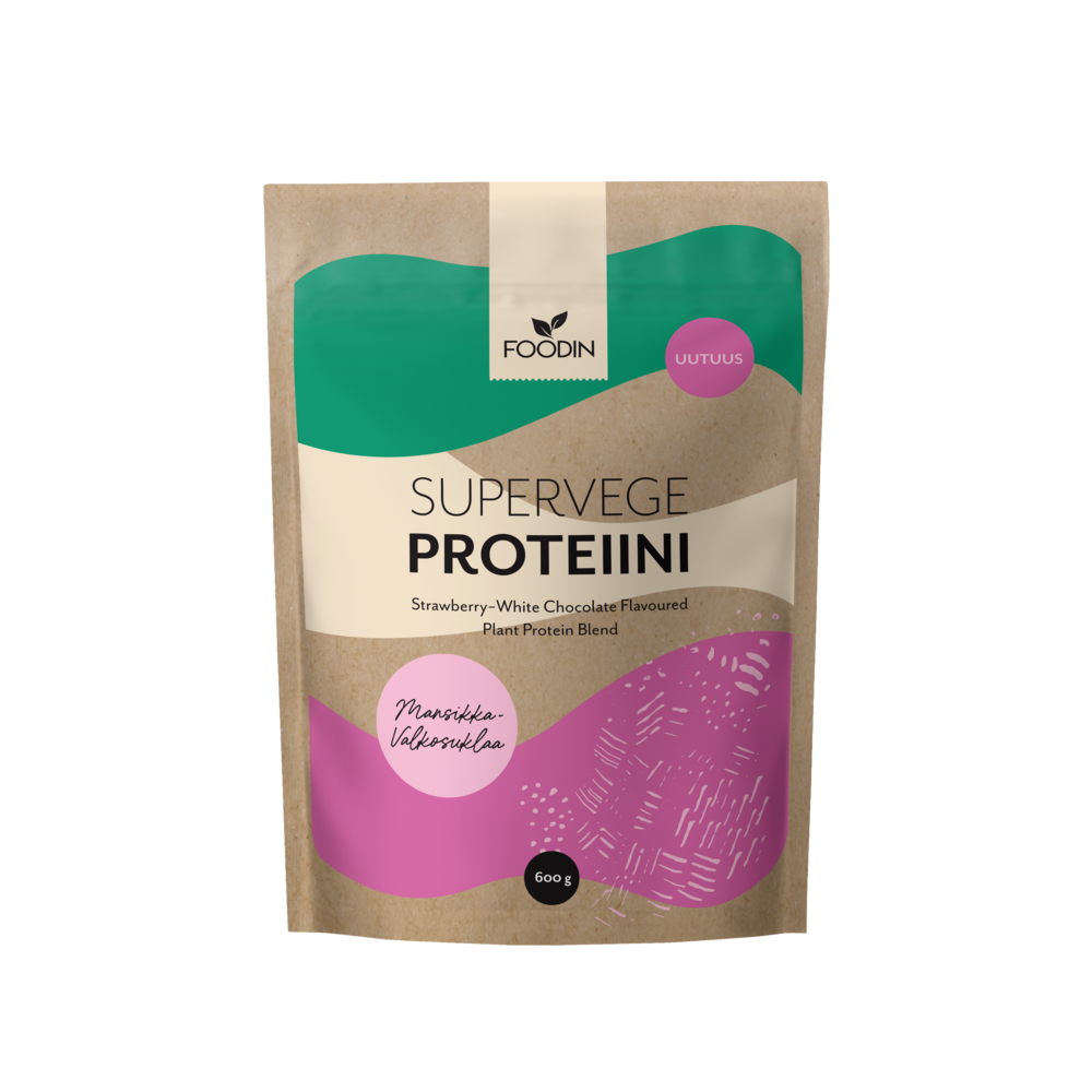 Foodin- Supervege, Jordgubb-Vit choklad, 600g