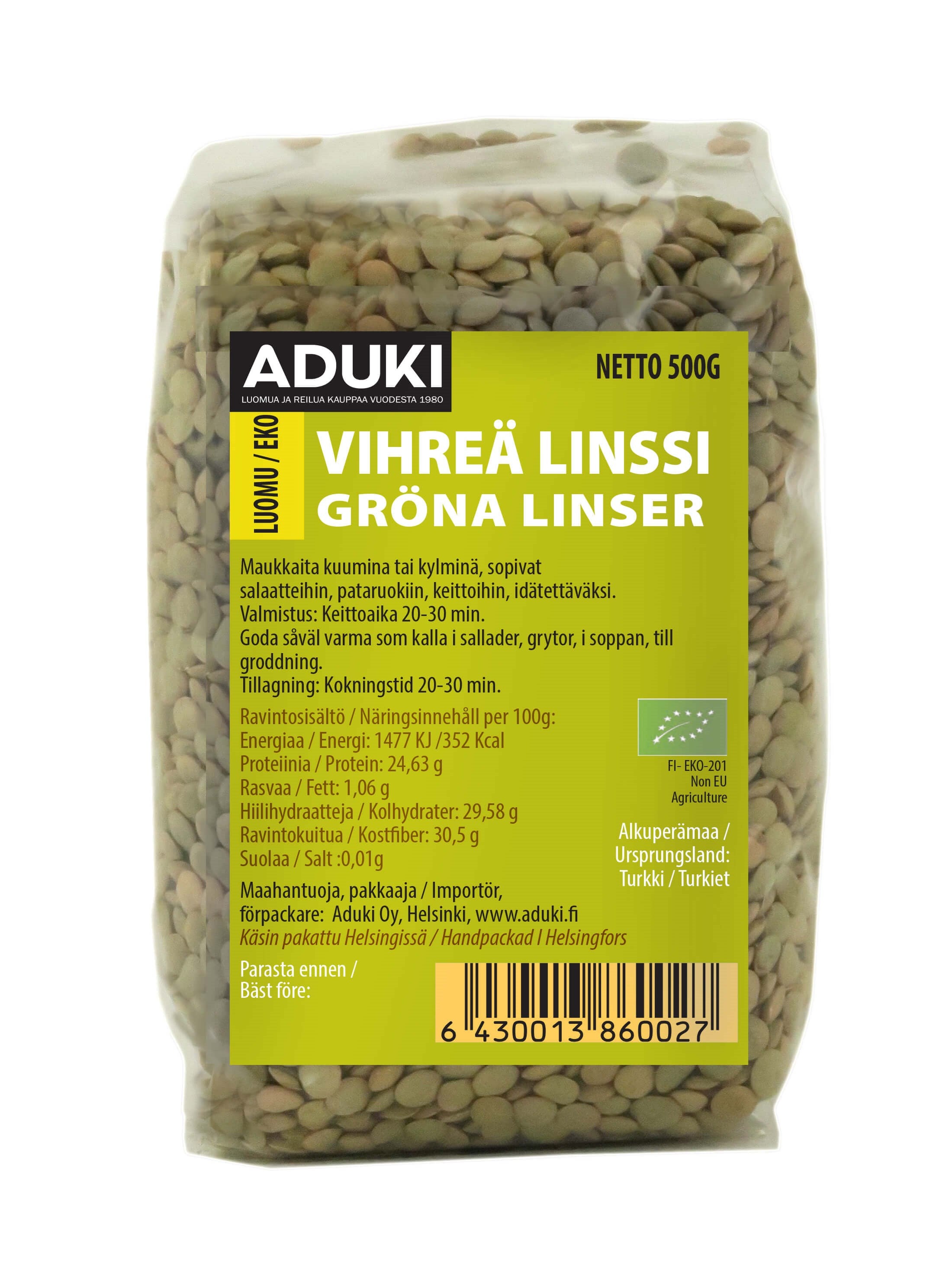 Ekologiska gröna linser 500g