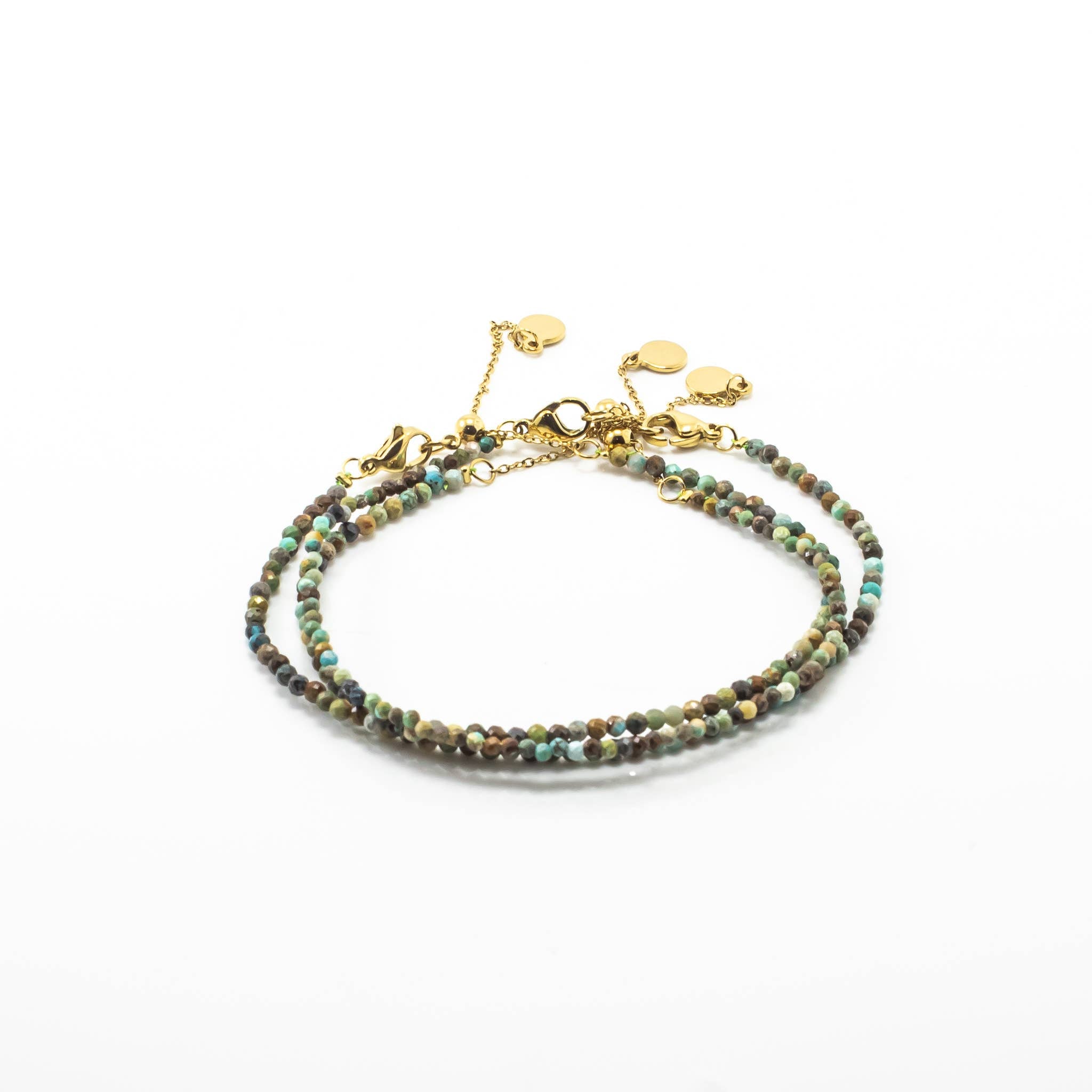 Turquoise Gemstone 4mm Faceted Gemstone Gold Bracelet