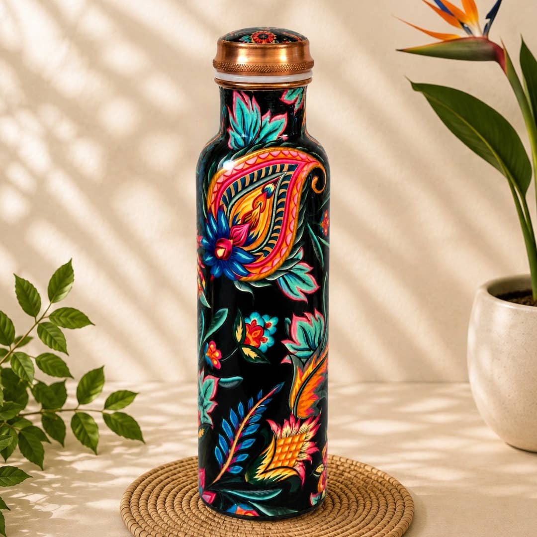 Floral Paisley kopparflaska 1 L | 100 % ren koppar