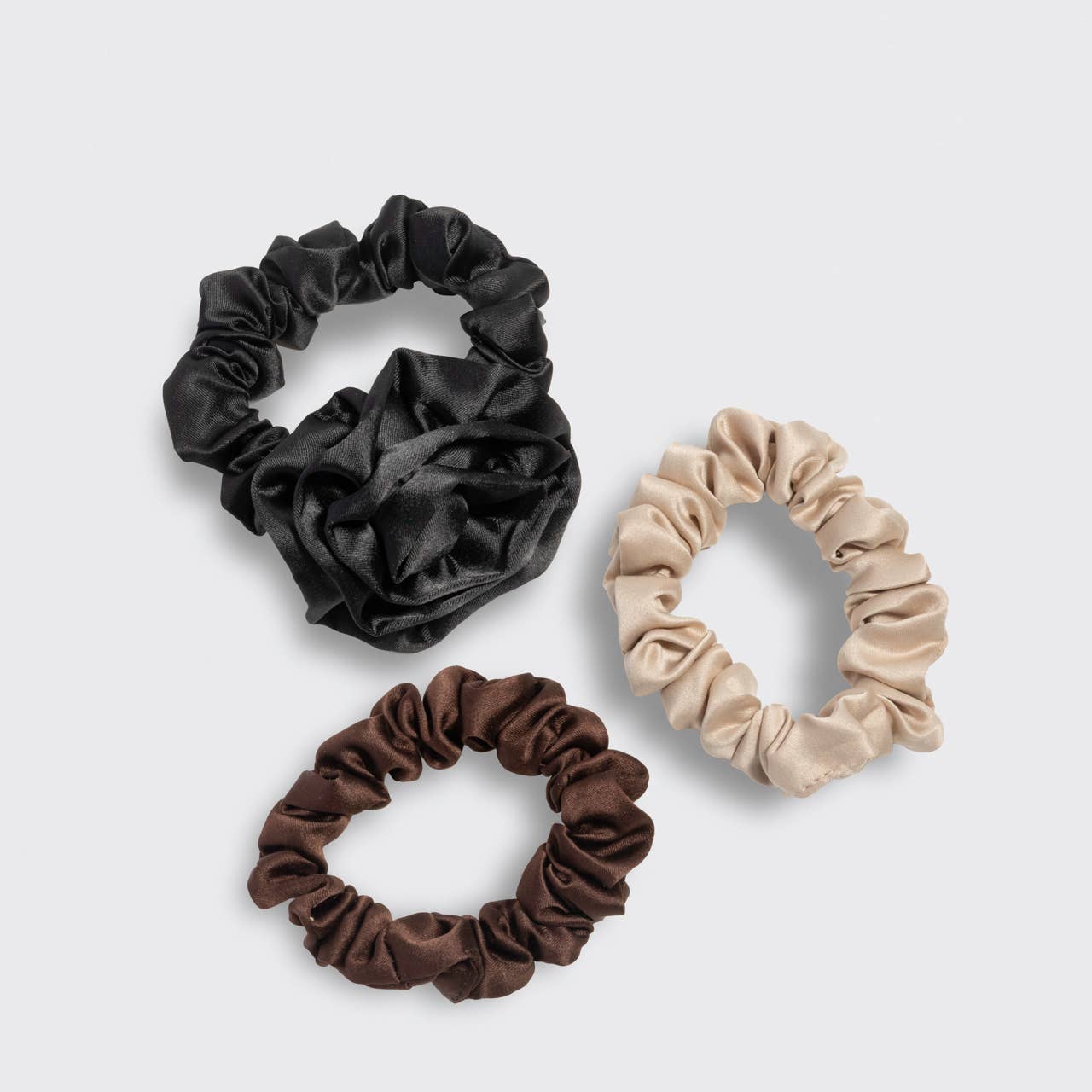 Rosett Rynkad Satin Scrunchies 3-pack - Svart