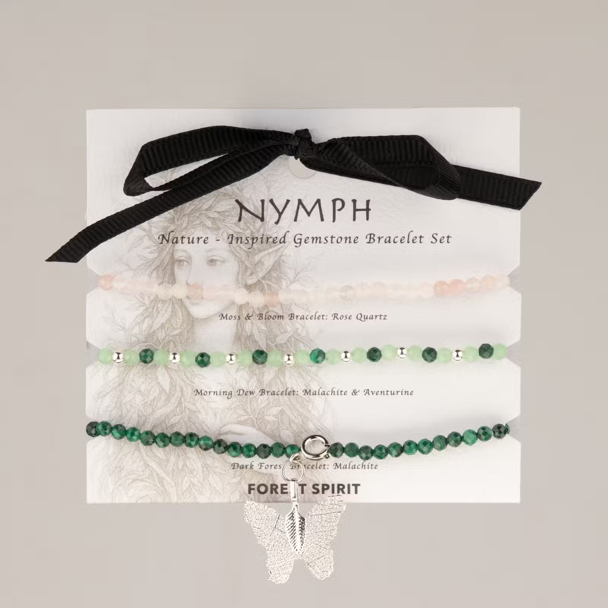 Nymph Spirit armbandsset Forest Spirit – rosenkvarts, malakit & aventurin