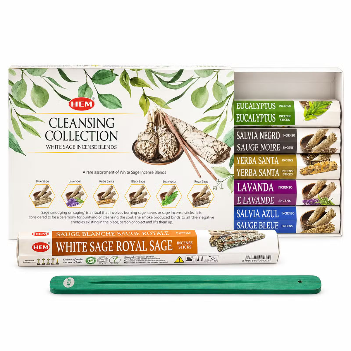 HEM White Sage Collection rökelsepresentset – 6 dofter + rökelsehållare