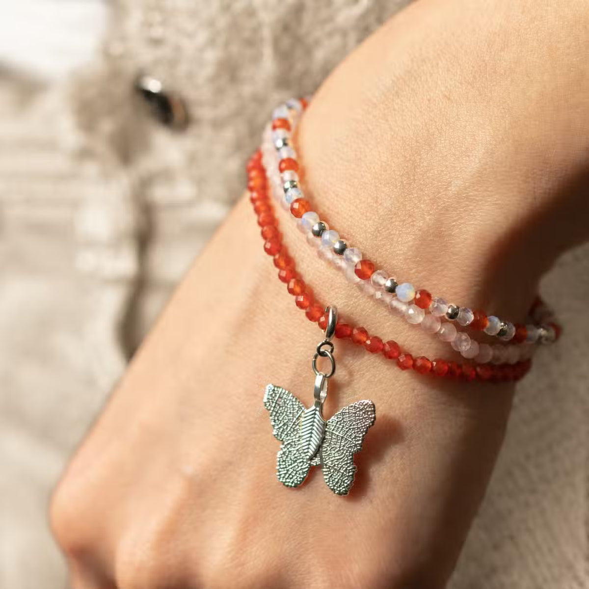 Nymph Spirit armbandsset Love & Flame – rosenkvarts & rubin