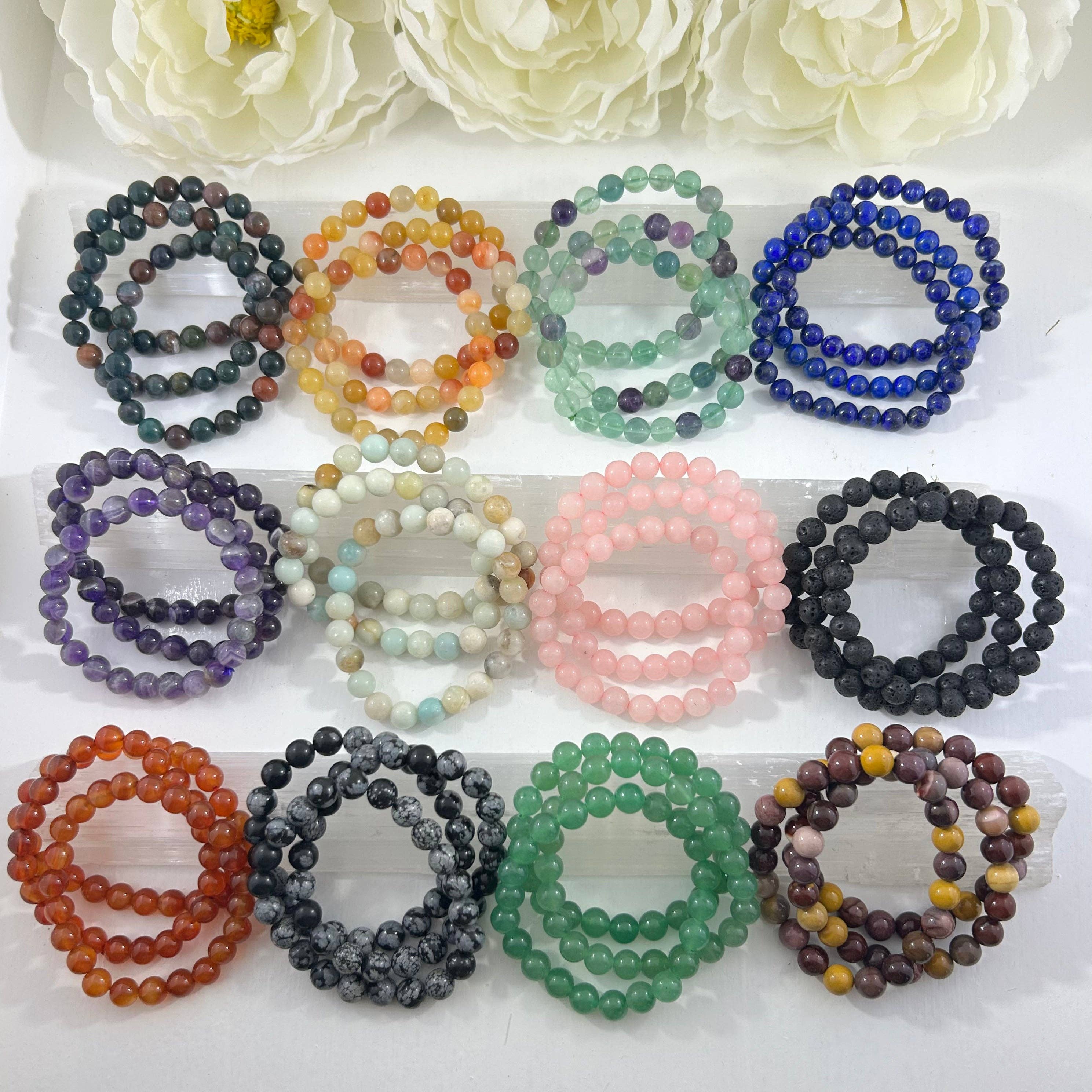 Gemstone Bracelets 8mm: Black Lava