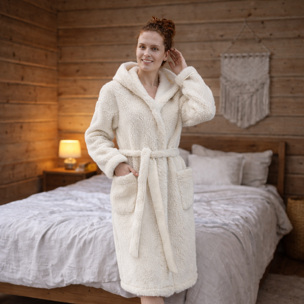 Morgonrock med Huva - 100% fårull