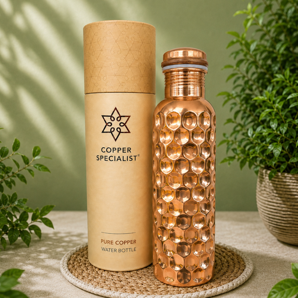Vattenflaska i ren koppar – diamantpolerad – 950ml/335 g
