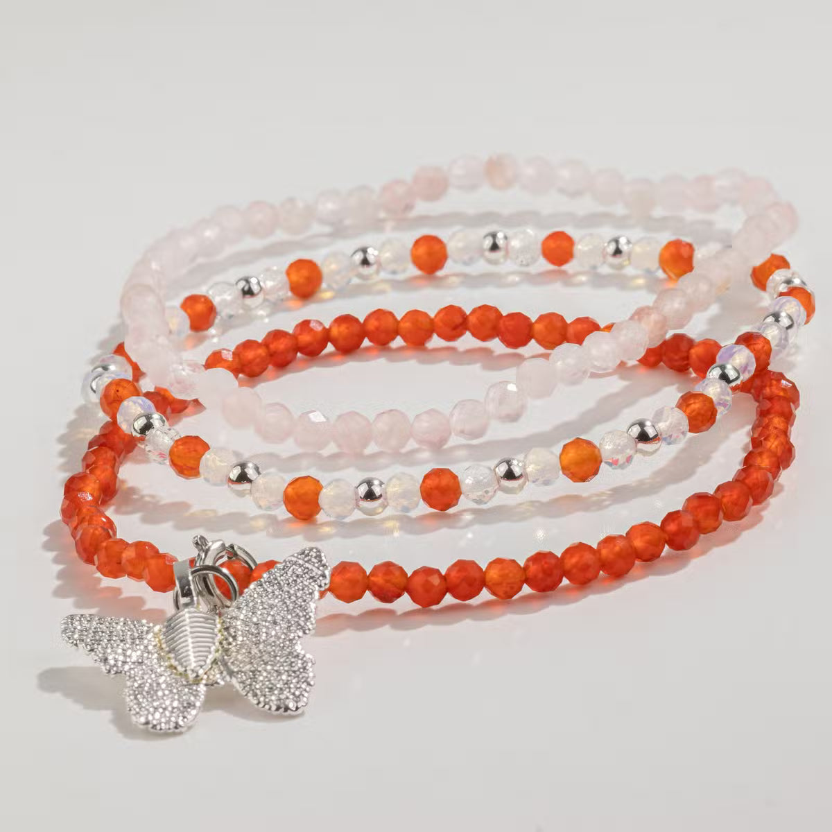 Nymph Spirit armbandsset Love & Flame – rosenkvarts & rubin