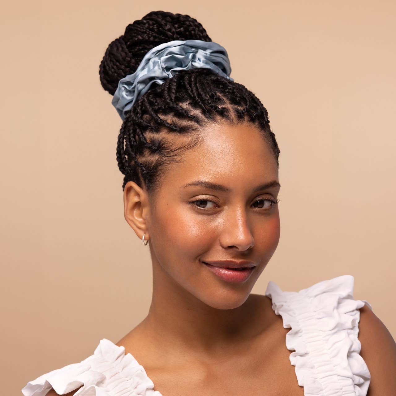 Satin-scrunchies för sömn, 5-pack – disigt blå