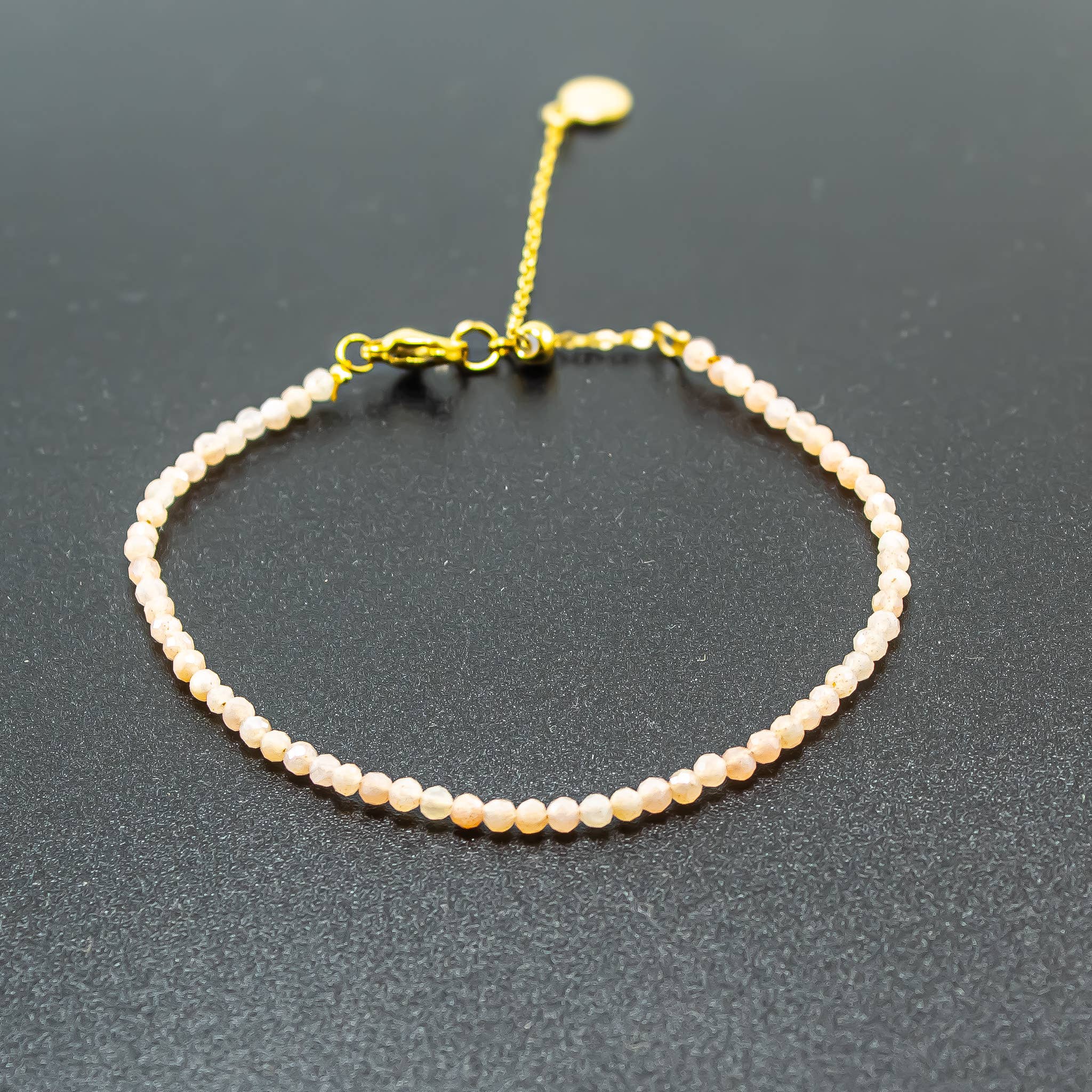 Peach Moonstone Gemstone 4mm Faceted Gemstone Bracelet