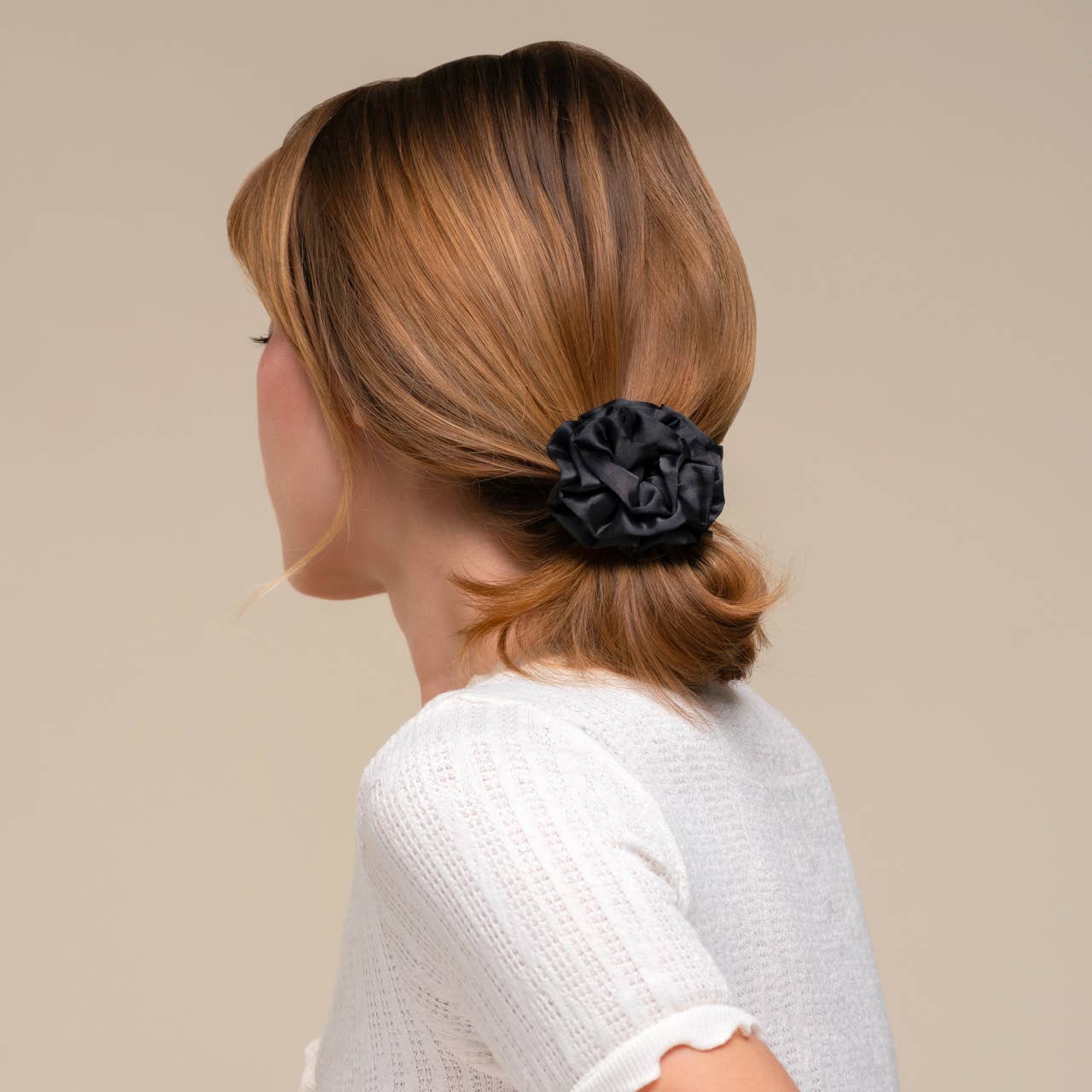 Rosett Rynkad Satin Scrunchies 3-pack - Svart