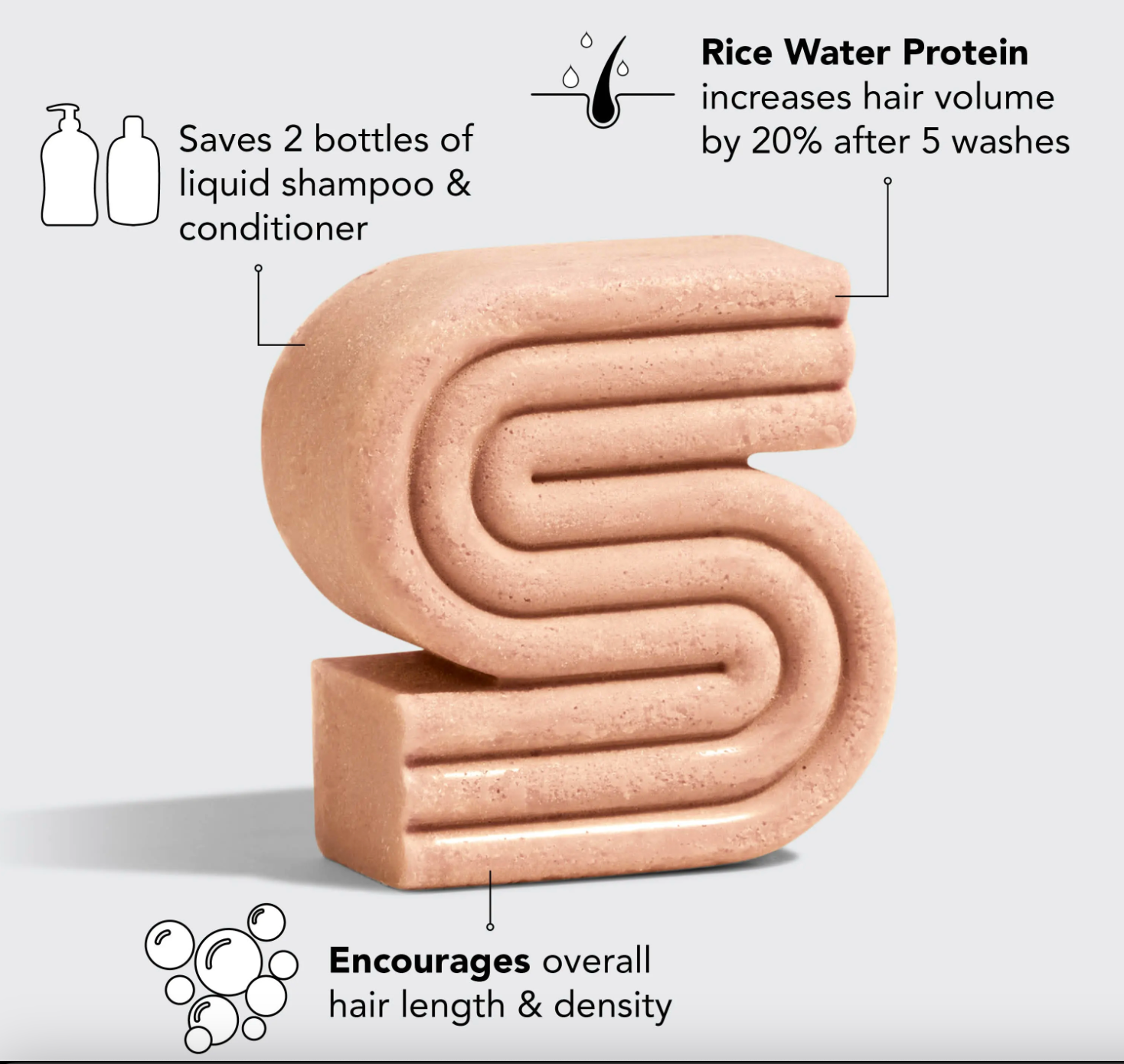Kitsch Rice Water Protein Shampoo Bar for Hair Growth