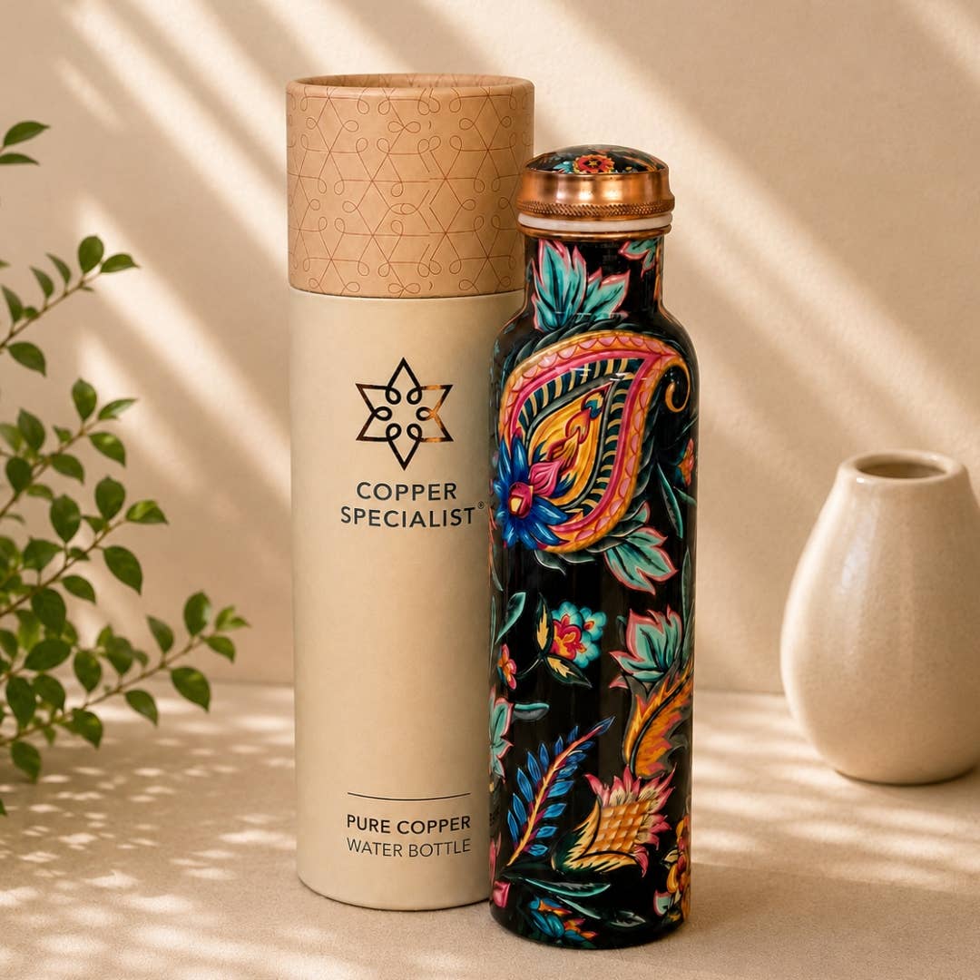 Floral Paisley kopparflaska 1 L | 100 % ren koppar