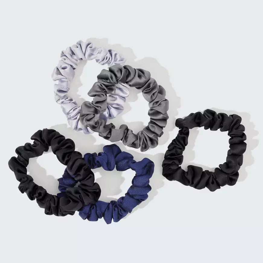 Kitsch Satin Petite Scrunchies 5st - Midnight