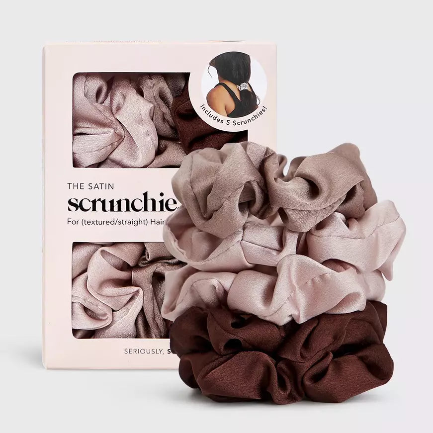 Kitsch The Satin Scrunchie 5pc - Cameo