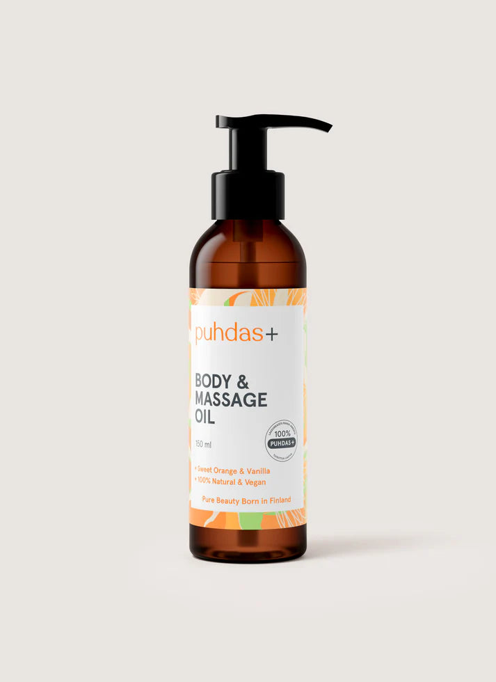 Puhdas+ Kropps- och massageolja Apelsin & Vanilj 150 ml