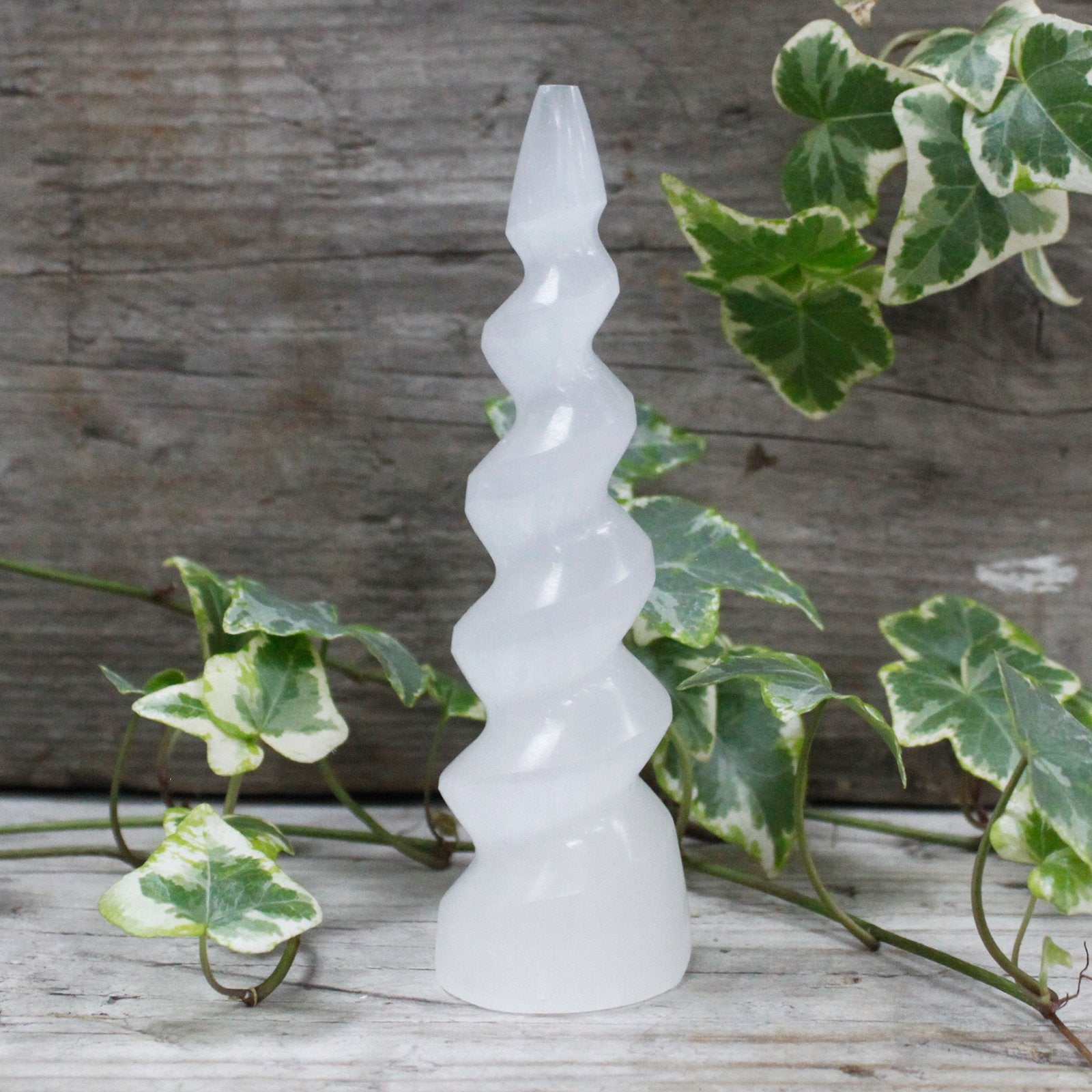 Selenitspiral Enhörning 15cm