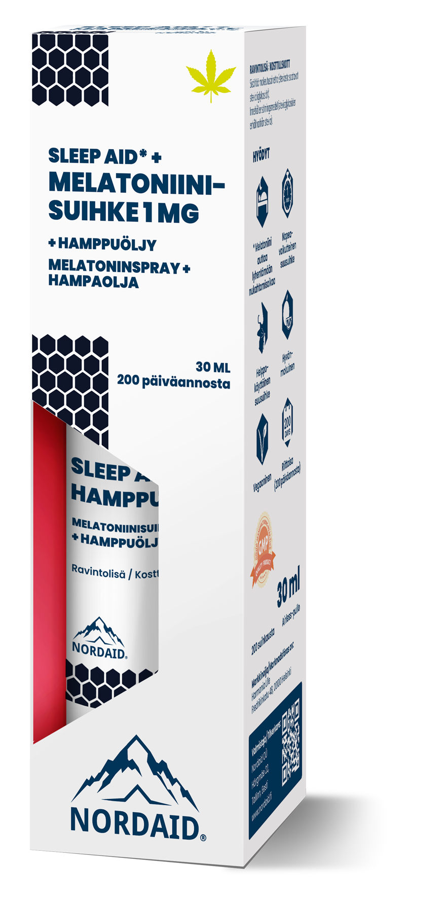 Nordaid Melatonin 1mg + Hampaolja 30ml