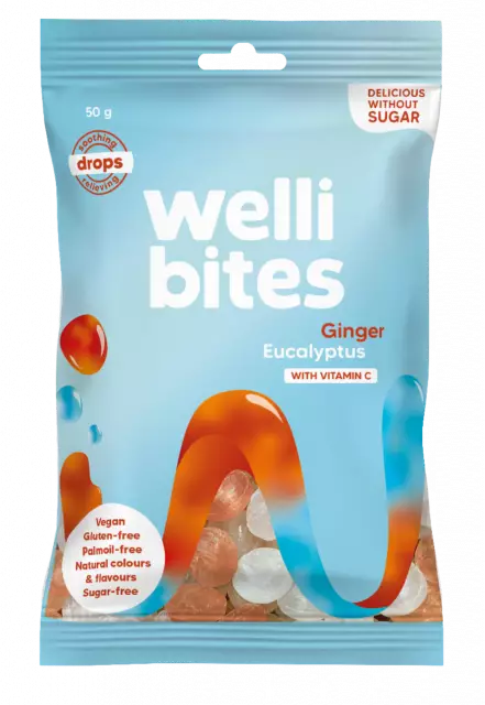 Wellibites Drops Inkivääri & Eucal. 50g